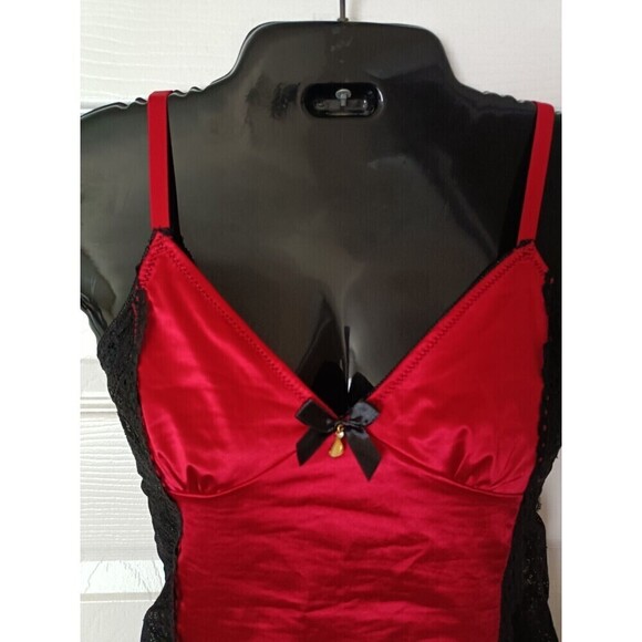 Seven Til Midnight Lace Lingerie Size Small Slip Red Black V Neck Satin Vintage - Picture 7 of 7
